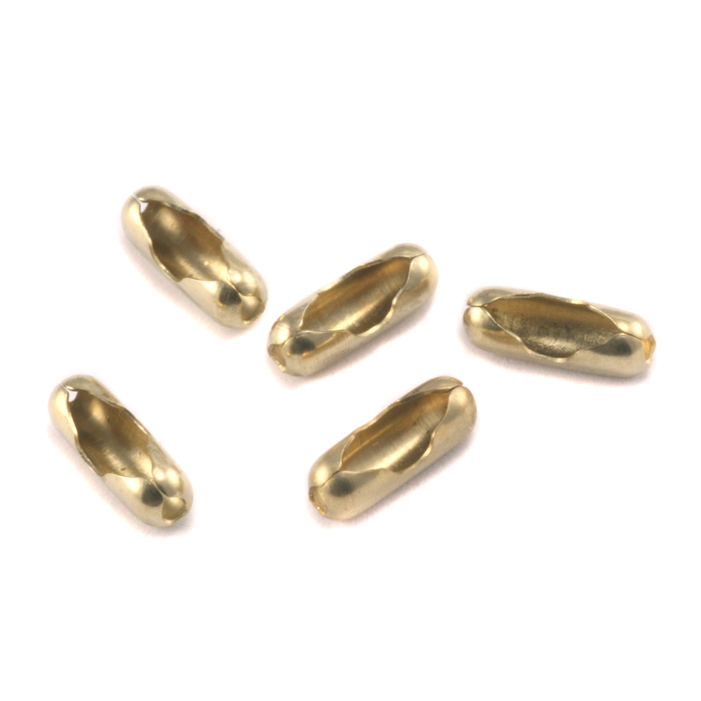 Chain & Clasps Yellow Brass Ball Chain Clasps / Connectors for 1.5-2mm Chain, Pack of 5